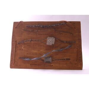 Barbed Wire Display Wall Hanging, Signed, 5 Cuts, Old West Fence ~ 250709-WH 421